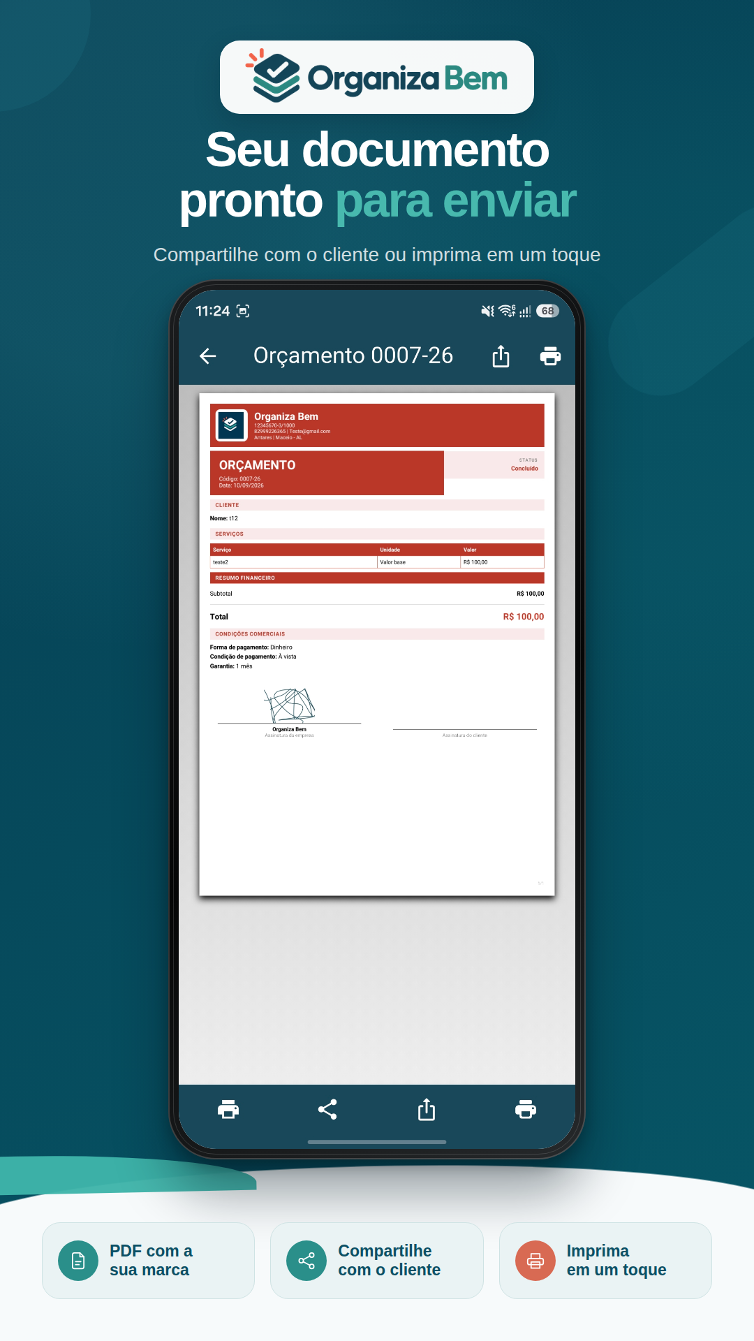 Documento profissional no Organiza Bem