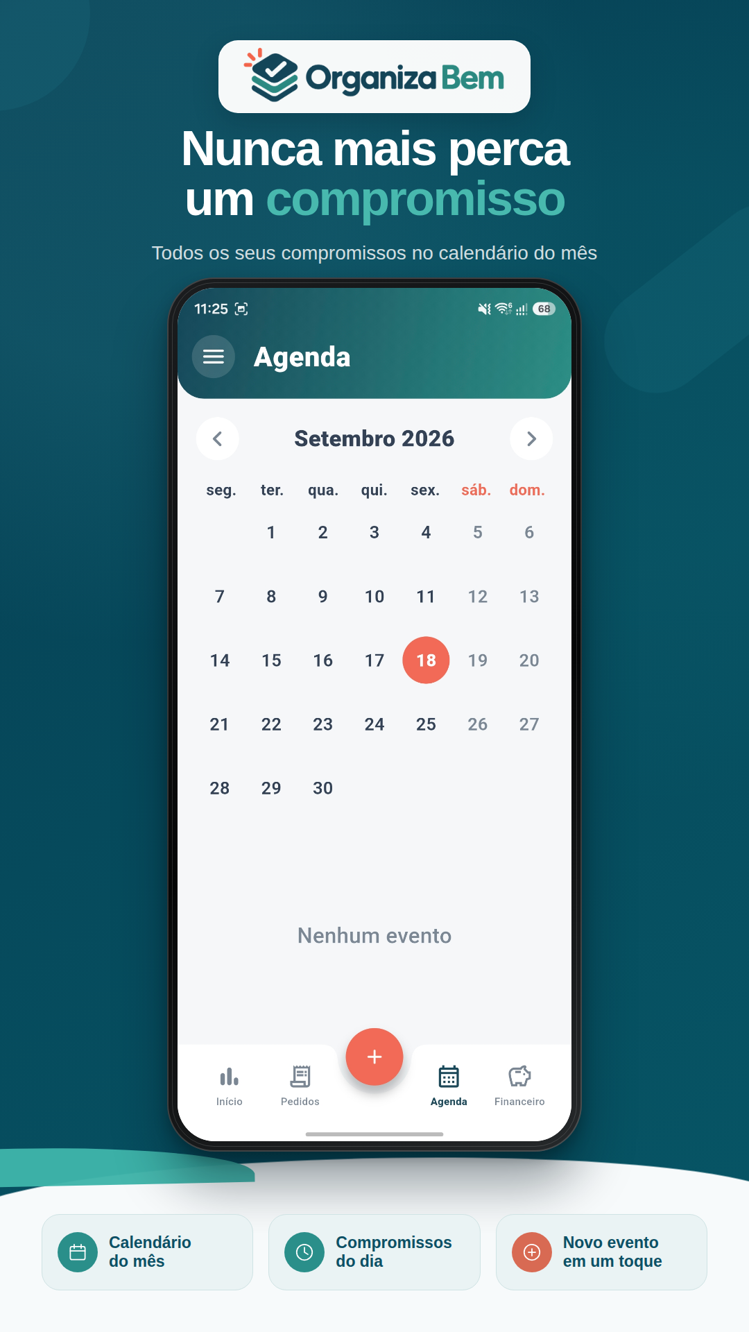 Agenda de compromissos no Organiza Bem